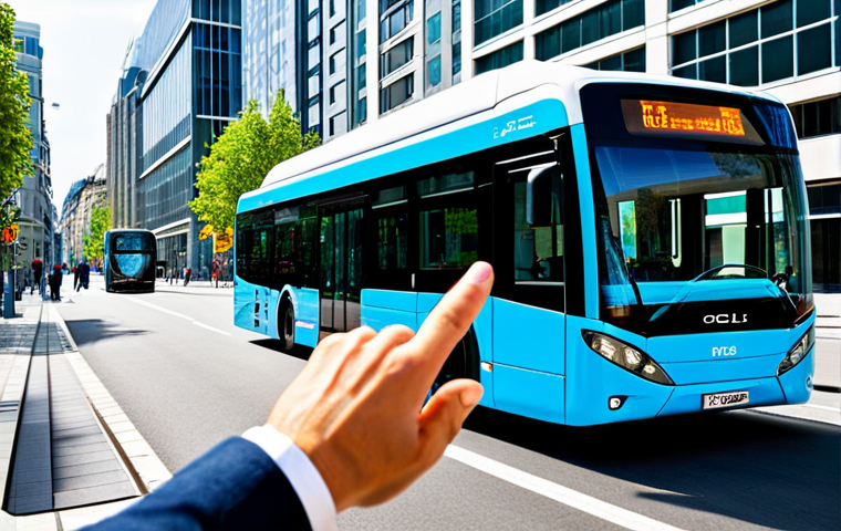 Hydrogen Fuel Cell Bus in a City**
"A modern city street scene with a fully clothed, professional driver operating a hydrogen fuel cell bus, appropriate attire, showing futuristic design elements, background with clean, modern buildings and pedestrians, bright daylight, safe for work, perfect anatomy, correct proportions, natural pose, well-formed hands, proper finger count, natural body proportions, professional photograph, high quality, modest design, family-friendly."
**