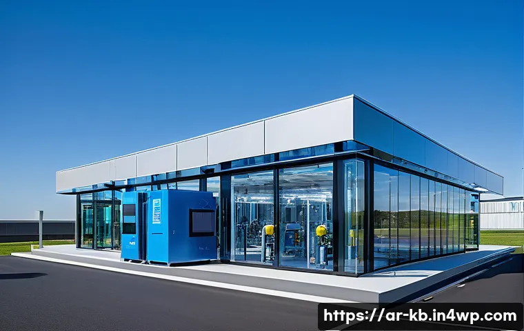 수소연료전지 기술의 글로벌 협력 사례 - A futuristic international hydrogen fuel cell research facility bustling with diverse scientists and...