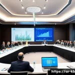 수소연료전지 기술의 표준화 동향 - A high-tech international conference room filled with diverse engineers and policymakers from Middle...