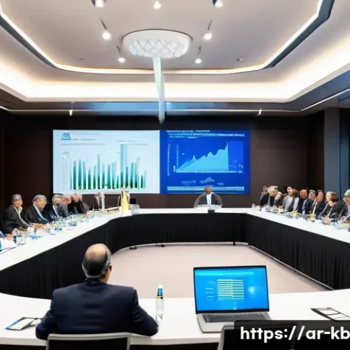 수소연료전지 기술의 표준화 동향 - A high-tech international conference room filled with diverse engineers and policymakers from Middle...