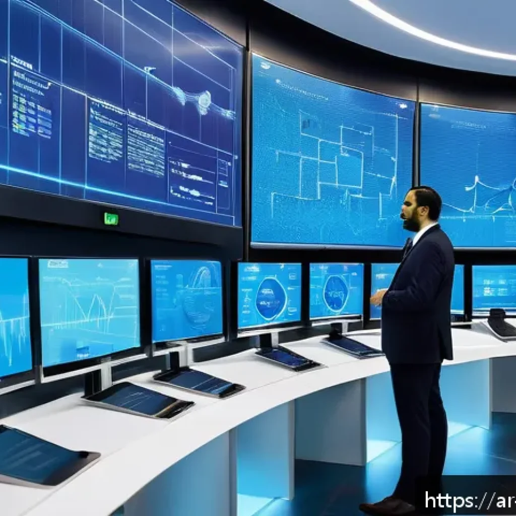 수소연료전지와 스마트 그리드의 연계 - A detailed futuristic smart electrical grid control room in the Middle East, showcasing engineers mo...